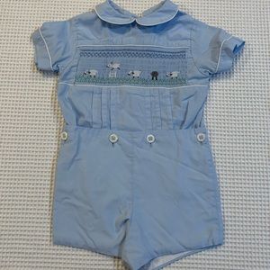 Handmade for You Smocked Lambs Button On Romper STS approximate 19”